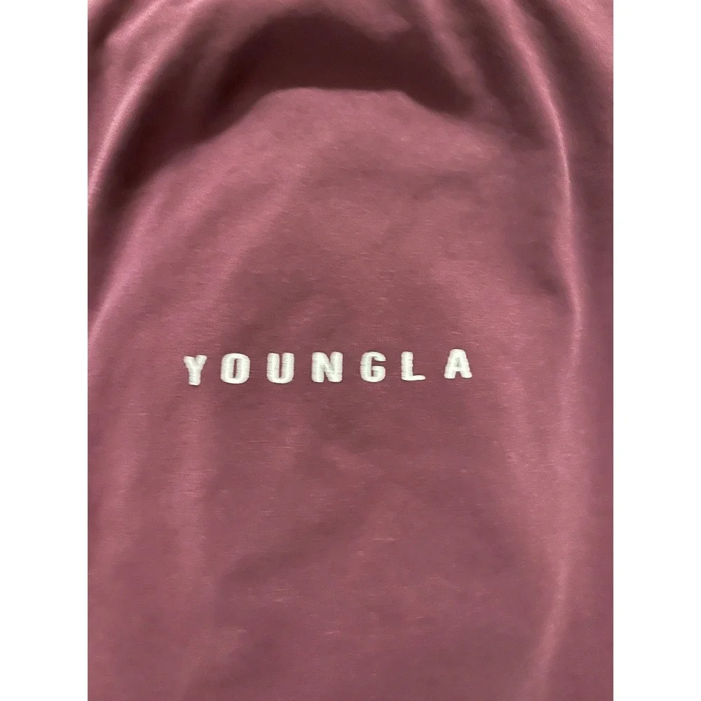 YoungLA Mens Short Sleeve Graphic Logo Tee Maroon Burgundy Size Medium